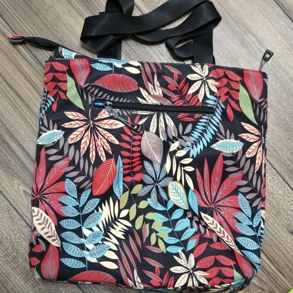 ESVAN Tote Bag Tropical Leaf Print Multicolor Zippered Shoulder Bag - Picture 8 of 9